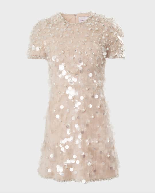Carolina Herrera Sequin and Beaded Embellished Mini Dress | Neiman Marcus