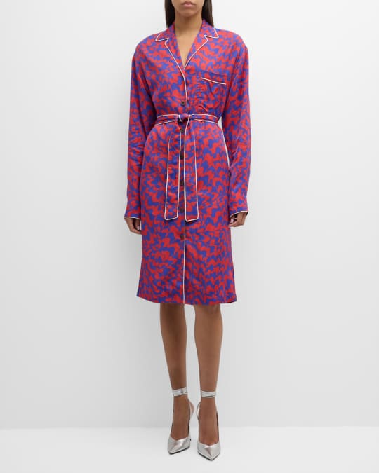 Dries Van Noten Doralas Abstract-Print Long-Sleeve Belted