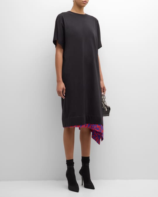 Dries Van Noten Hench Printed Underlay Midi Shirt Dress Neiman
