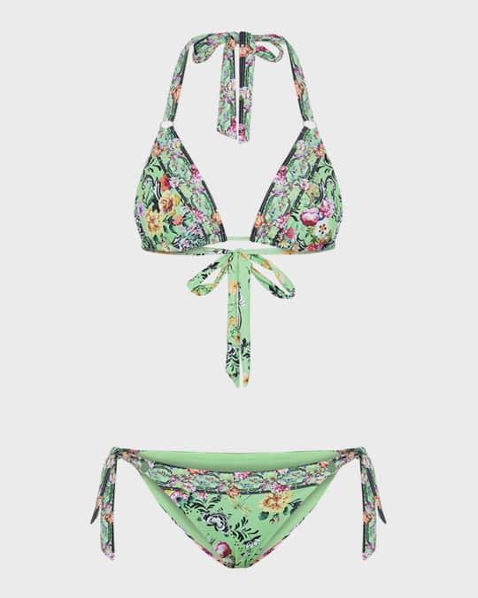 Porcelain Dream Soft Tie Triangle Two-Piece Bikini Set 