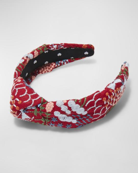 Lele Sadoughi Meadow-Embroidered Knot Headband | Neiman Marcus display picture 2