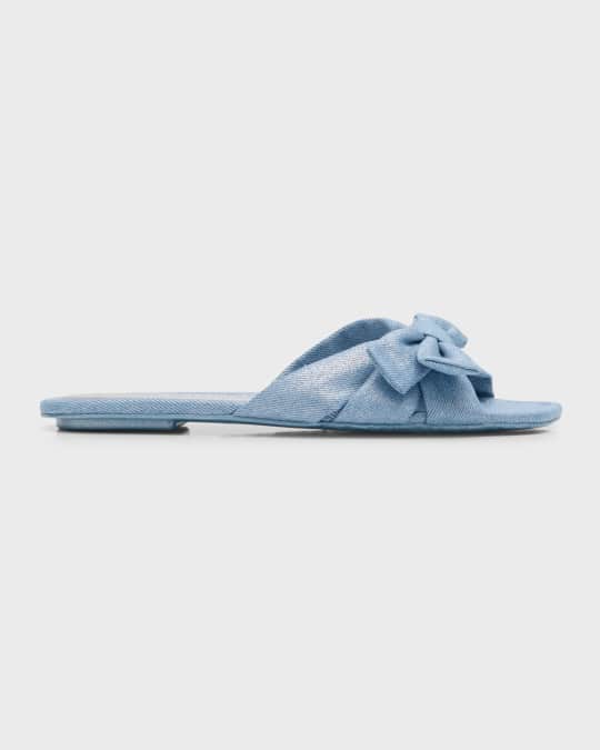 Denim slides with bow deals