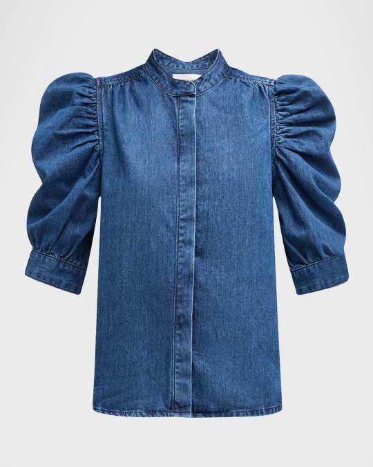 Penelope Puff Top, Denim