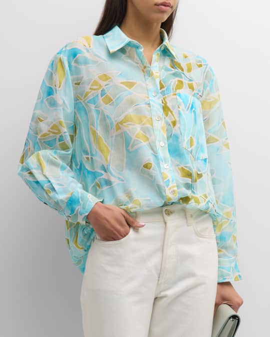 Finley Plus Size Andie Seaweed Print Cotton Shirt Neiman Marcus