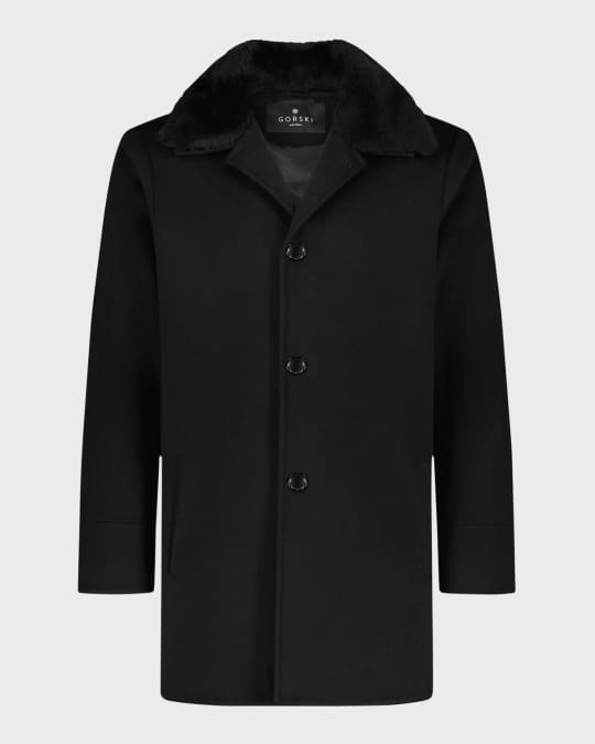 Men's Wool Stroller With Shearling Lamb Collar