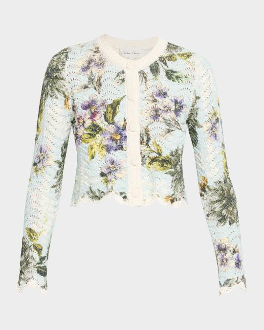 Cara Cara Jolene Floral Cotton Crochet Cropped Cardigan | Neiman