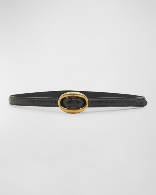 Embossed Patent Leather Skinny Belt 