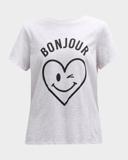 Bonjour Smiling Heart Short-Sleeve Cotton T-Shirt