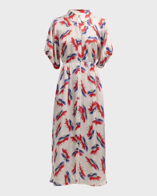 The Great The Raven Button-Front Midi Dress | Neiman Marcus