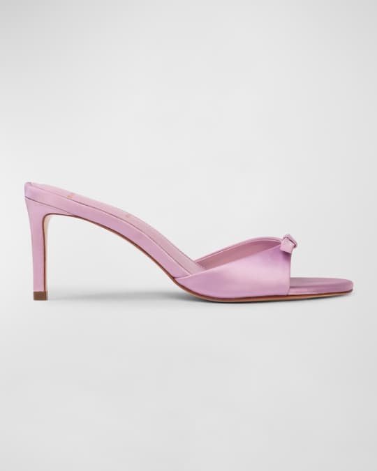 Satin Bow Stiletto Mule Sandals