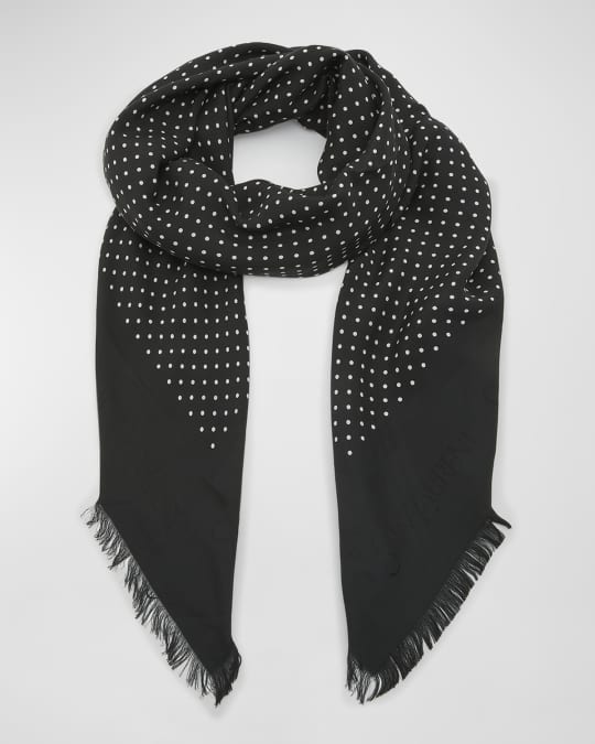 Saint Laurent ポルカドット柄スカーフストール Saint Laurent Polka-Dot Modal-Blend Scarf | Neiman Marcus