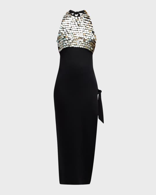 SIMONMILLER Junjo Sequin-Embellished Knit Halter Dress | Neiman Marcus