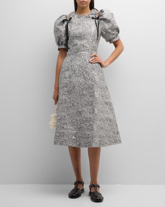 metallic puff sleeve dress Gold Metallic Puff Sleeve Dress  PinkBlush