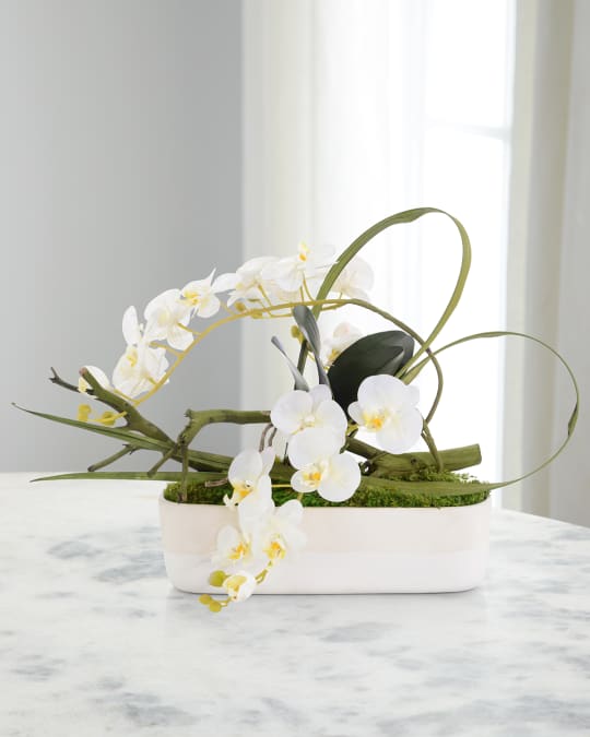 Real Touch Garden Phalaenopsis 22" Faux Floral Arrangement in Glass Container