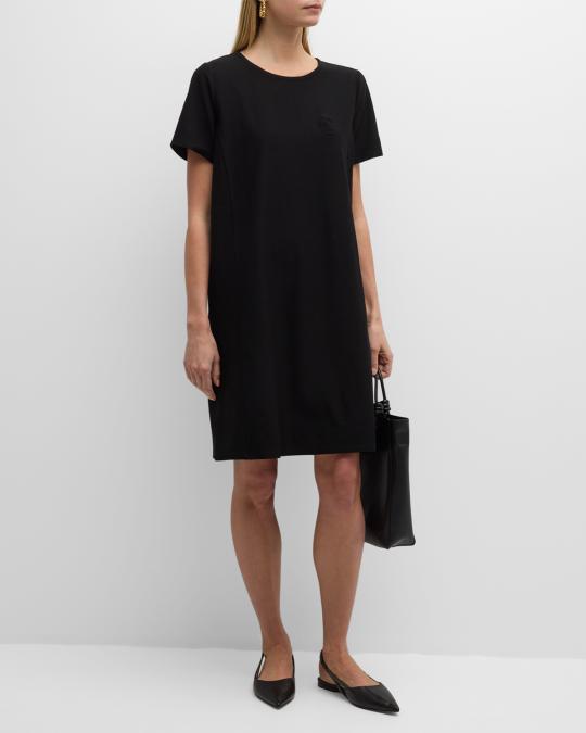 eileen fisher organic cotton jersey midi t shirt dress Petite Scoop-Neck Stretch Crepe T-Shirt V neck dress