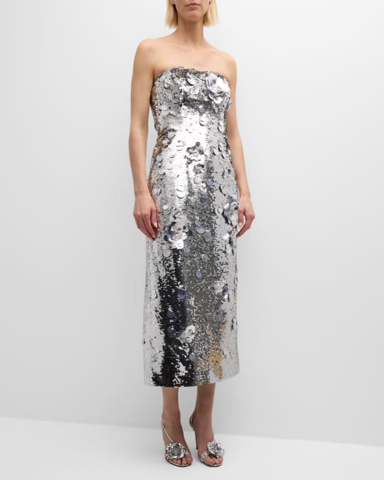 carolina herrera beaded dress Luxury Champagne Satin Beaded Mermaid Evening Dress LA73622