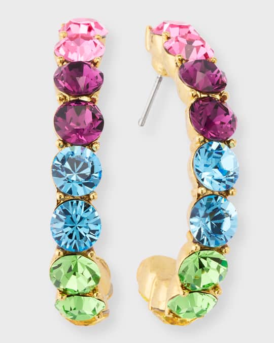 Oscar de la Renta Crystal Hoop Earrings Neiman Marcus