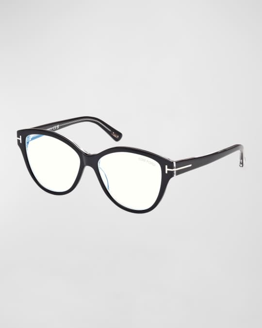Blue Blocking Rounded Acetate Cat-Eye Glasses 