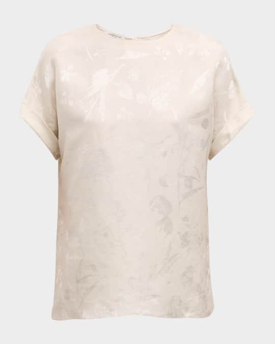 Dolman Sleeve Floral Jacquard Sweater