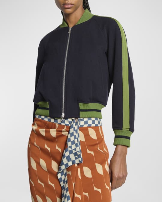 Dries Van Noten Valory Tape Cropped Bomber Jacket | Neiman