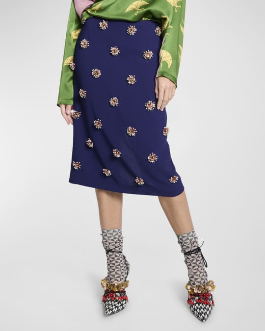 Dries Van Noten Salby Embellished Midi Skirt | Neiman Marcus