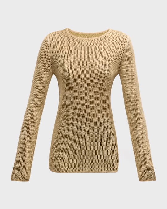 Open-Stitch Crewneck Sweater