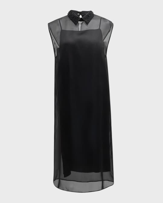 FABIANA FILIPPI Sleeveless Bead-Embellished Organza Midi Dress | Neiman  Marcus