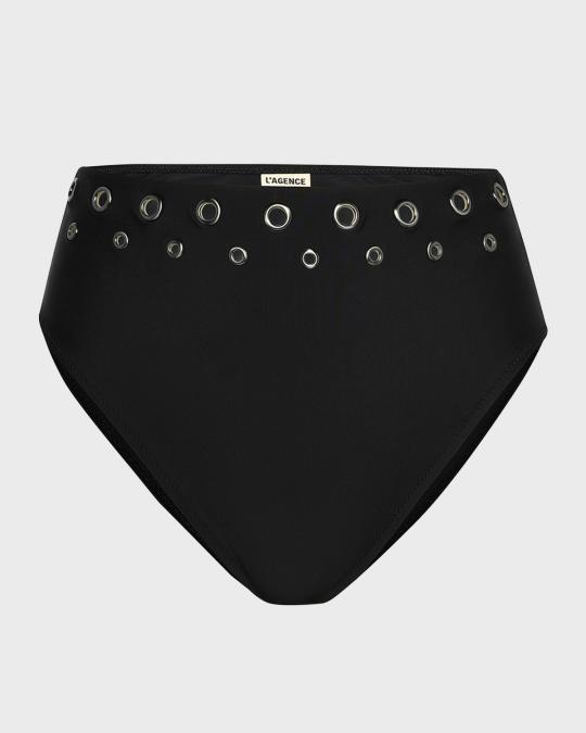 L'Agence Vanessa Grommet High-Waist Bikini Bottoms | Neiman Marcus