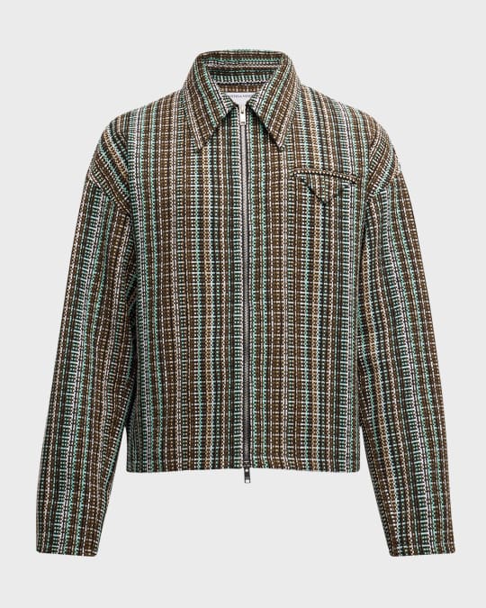 Bottega Veneta Men's Multicolor Check Blouson Jacket | Neiman Marcus