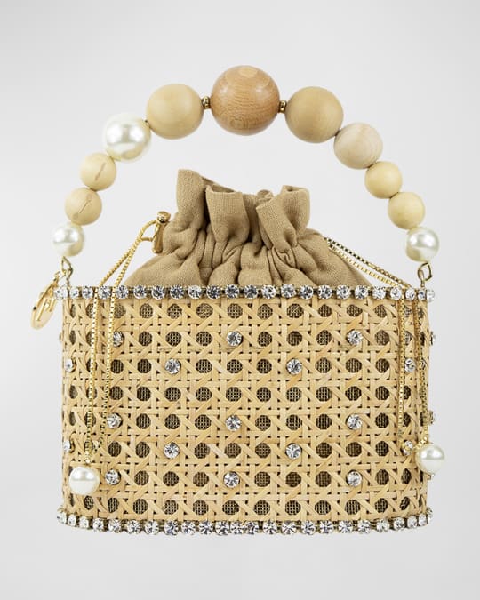 Rosantica Holli Honolulu Embellished Wicker Top-Handle Bag