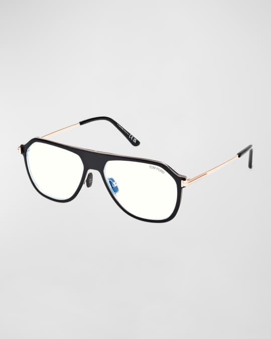 Men's Acetate Round Blue Light-Blocking Glasses