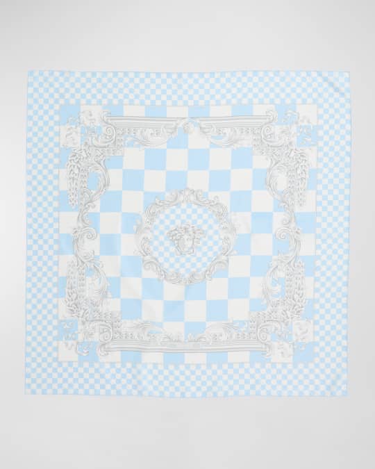 Baroque Checkered Silk Square Scarf 