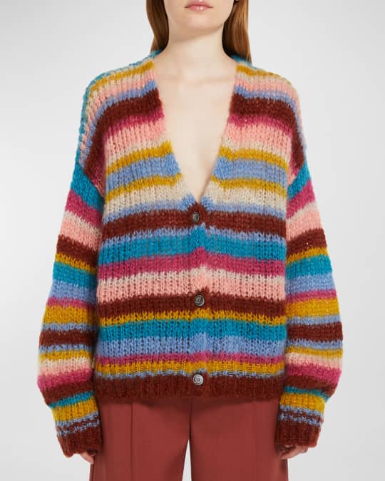 Weekend Max Mara Gerarda Striped Wool Button-Front Cardigan