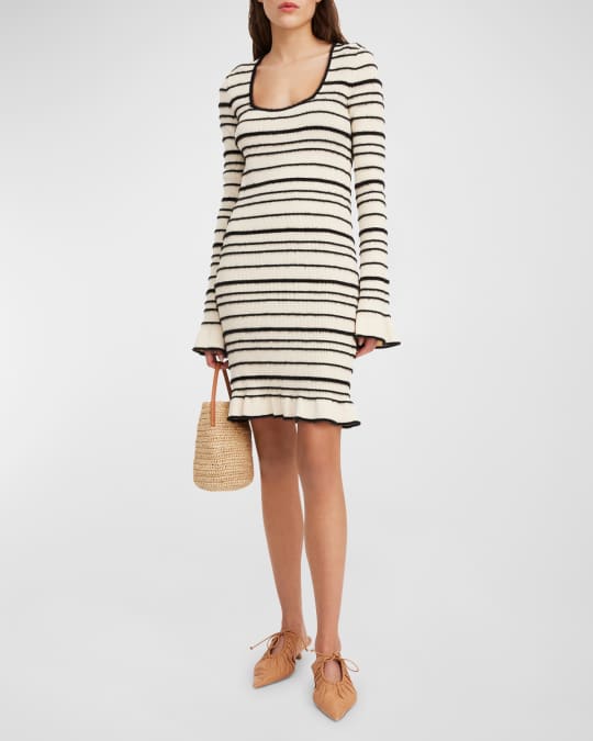 By Malene Birger Mailey Ribbed Striped Midi Sweater Dress | Neiman Marcus