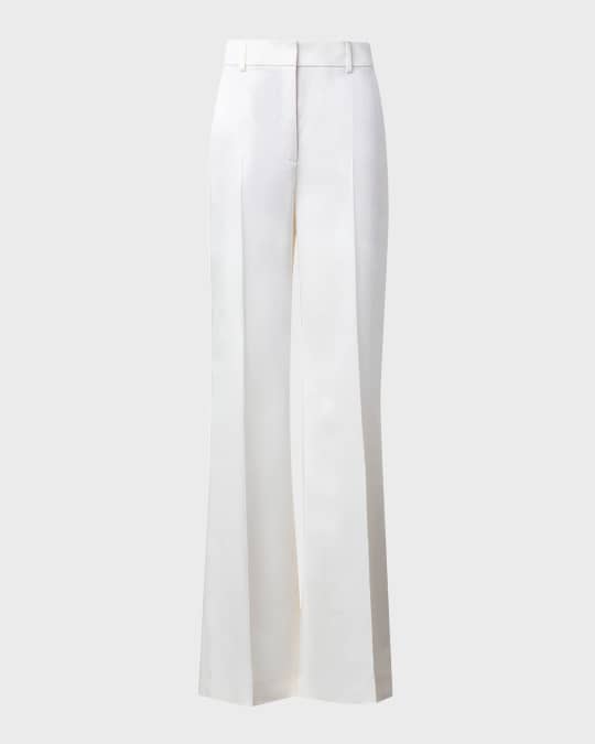 Florine Wool Satin Wide-Leg Pants