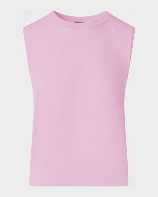 A-Hemstitch Sleeveless Cotton Knit Top