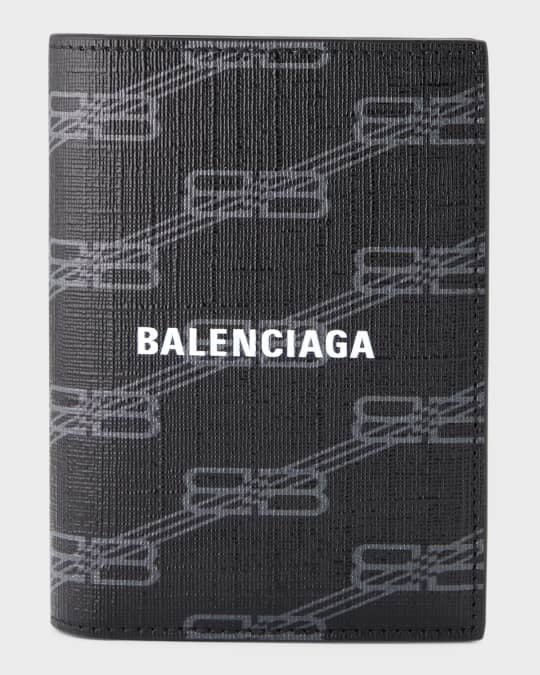 Balenciaga Men's Monogram Coated Canvas Bifold Wallet | Neiman Marcus