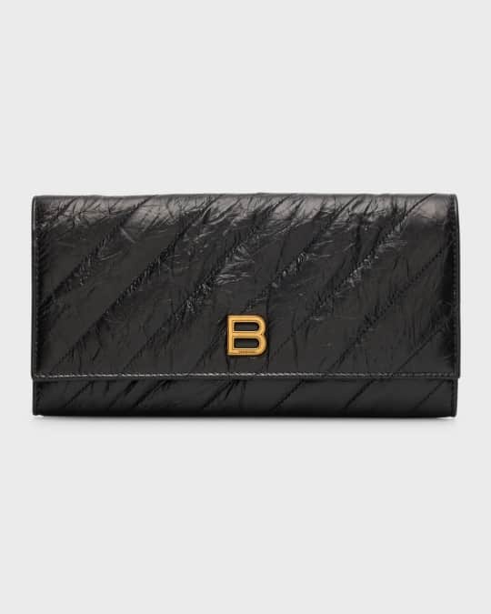 BALENCIAGA(バレンシアガ)CRUSH Leather Chain Wallet(SALE) Crush quilted leather wallet on chain in black - Balenciaga