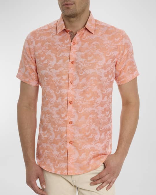 Men's Poseidon Linen-Cotton Short-Sleeve Shirt