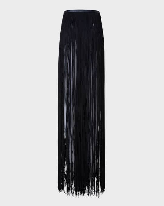 Thin Leather Belt with Long Fringes