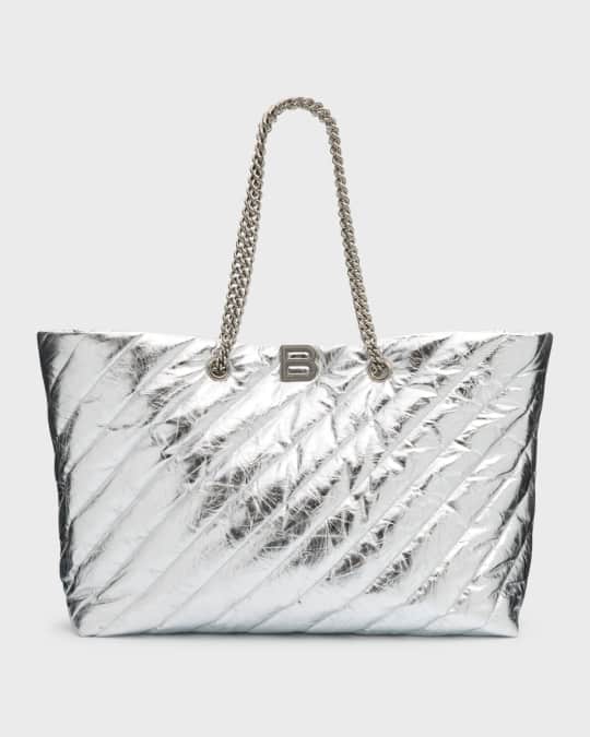 Balenciaga Crush Large Metallic Quilted Tote Bag Neiman Marcus