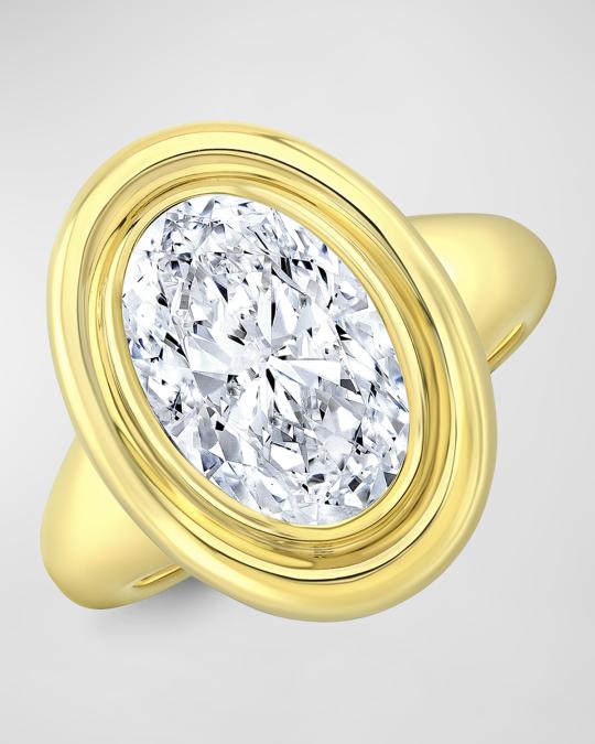 Rahaminov Diamonds 18K Yellow Gold Oval GIA Diamond Twin Bezel Ring ...