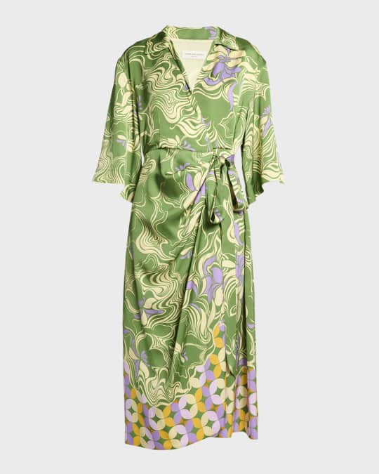 knee length dresses for ladies Baltic Born Womens Latonya Faux Wrap Dress | Green Multi main image 0