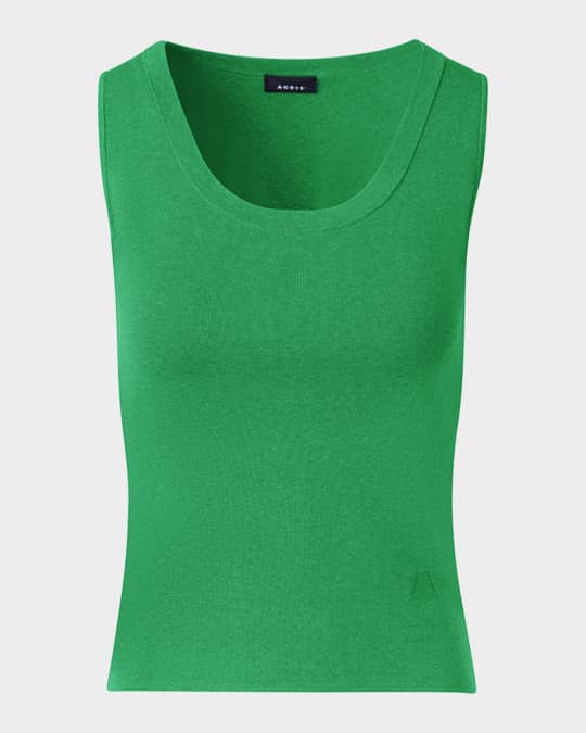Scoop-Neck Fitted Rib Knit Tank Top