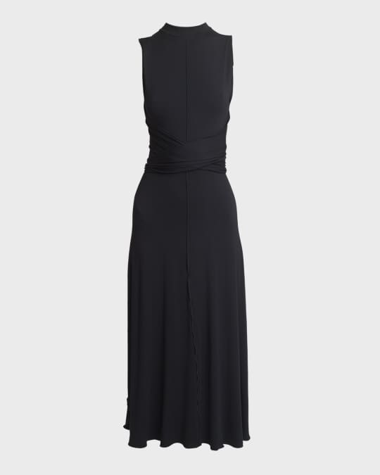 Beatrice Crisscross Sleeveless Jersey Midi Dress