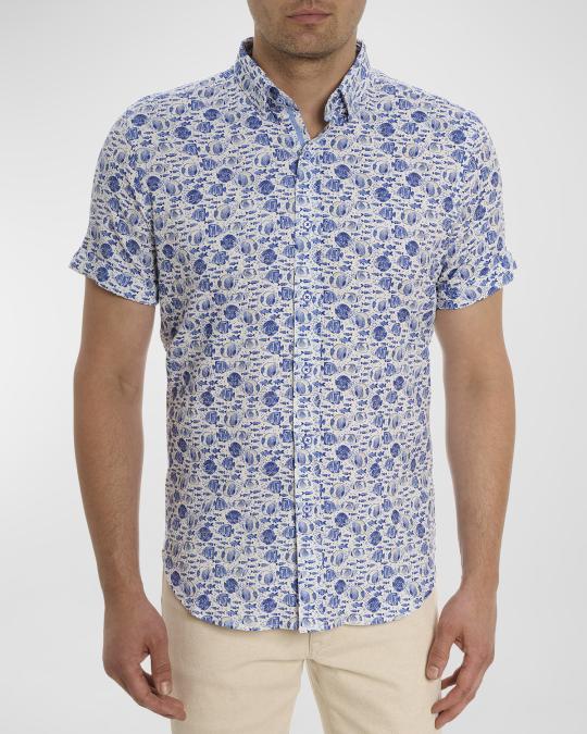 Robert Graham Men's Cedrick Short Sleeve Button Down Shirt - Woven Multi Pattern, X-Large - View #4