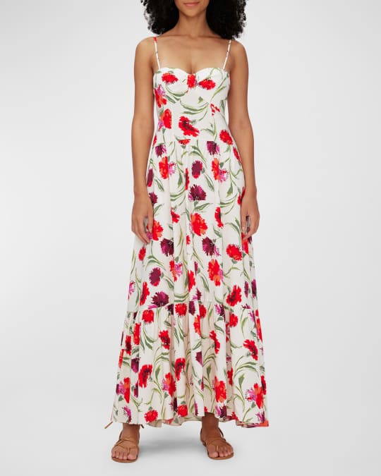 Diane von Furstenberg Etta Tiered Floral-Print Sweetheart