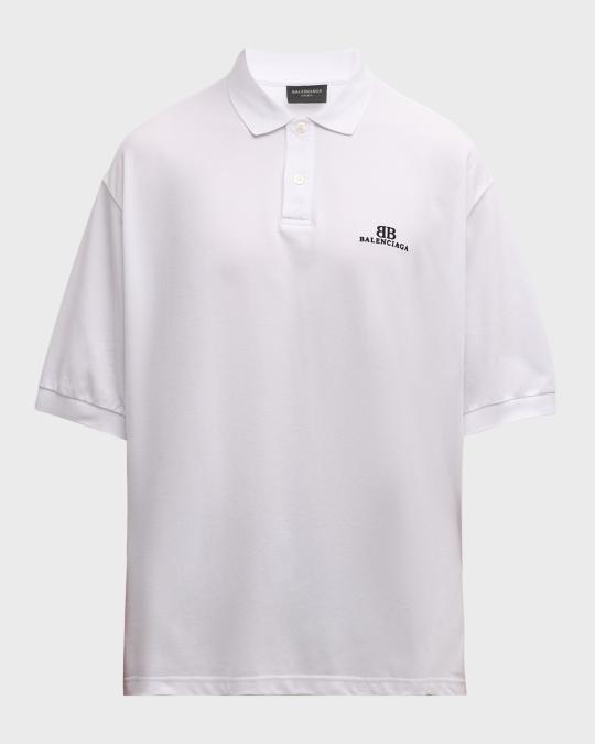 Balenciaga Men's Oversized Polo Shirt | Neiman Marcus