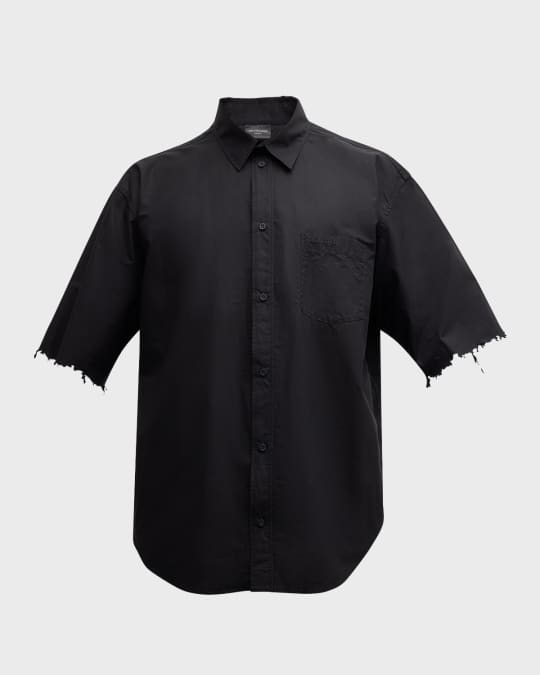 Men's Cutoff-Sleeve Solid Sport Shirt