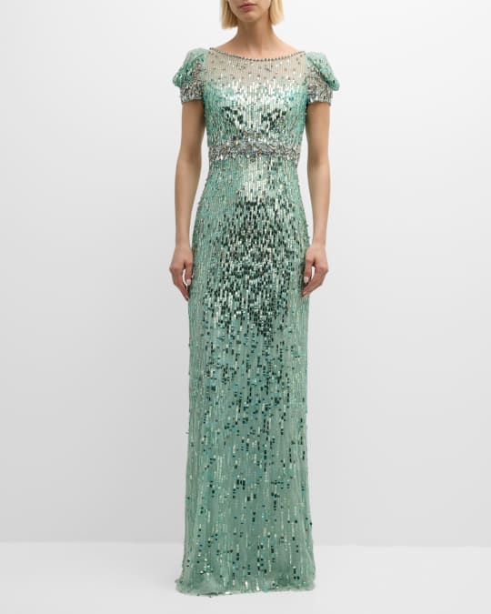 Sungem Sequins Short Sleeve Gown